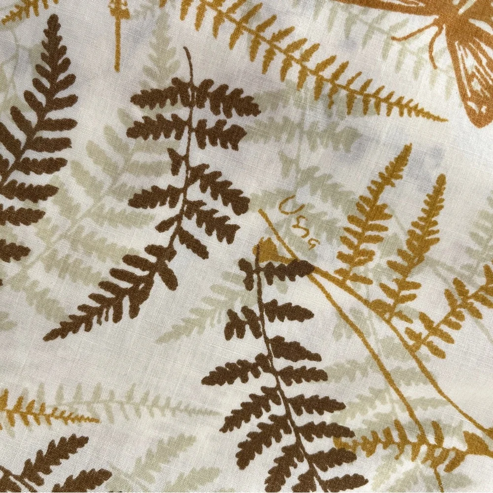 70s Vintage Vera Full Size Flat Sheet Burlington Percale Butterflies Ferns As Is